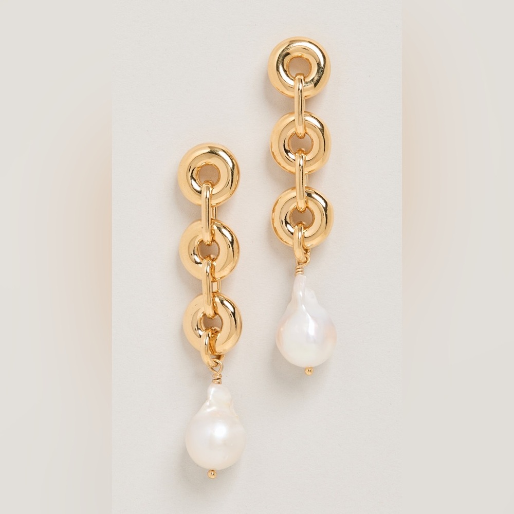 NWOT Lele Sadoughi Donut Freshwater Pearl Linear Earrings